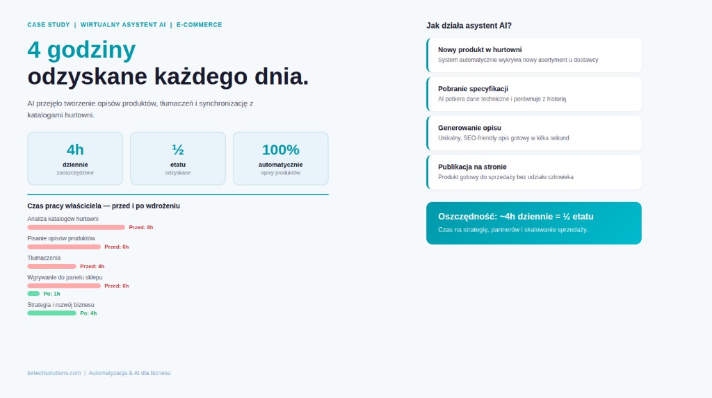 AI jako wirtualny asystent e-commerce. Oszczędność 4 godzin pracy każdego dnia